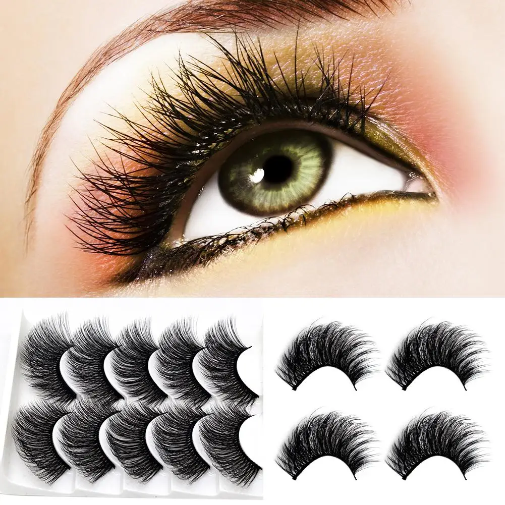 3D Искусственные ресницы ручной работы из синтетического волокна 5 пар мягких и
