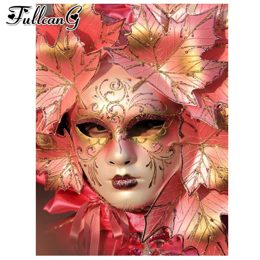 

FULLCANG 5d Сделай Сам алмазная живопись маска с листьями камни в форме ромба/круглый дрель мозаика, алмазная вышивка Стразы распродажа фантазия...