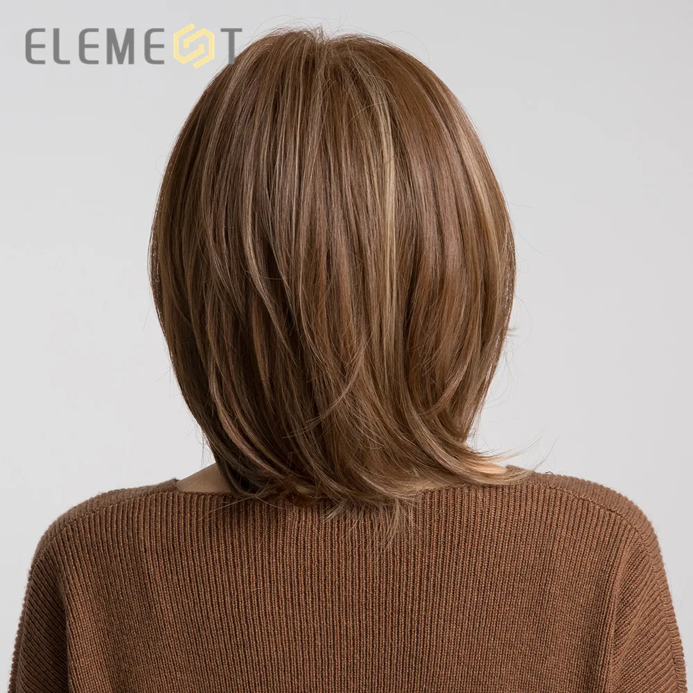 ELEMENT 1" синтетический парик с боковой бахромой смешанный коричневый цвет натуральные волосы термостойкие рабочие вечерние парики для женщин