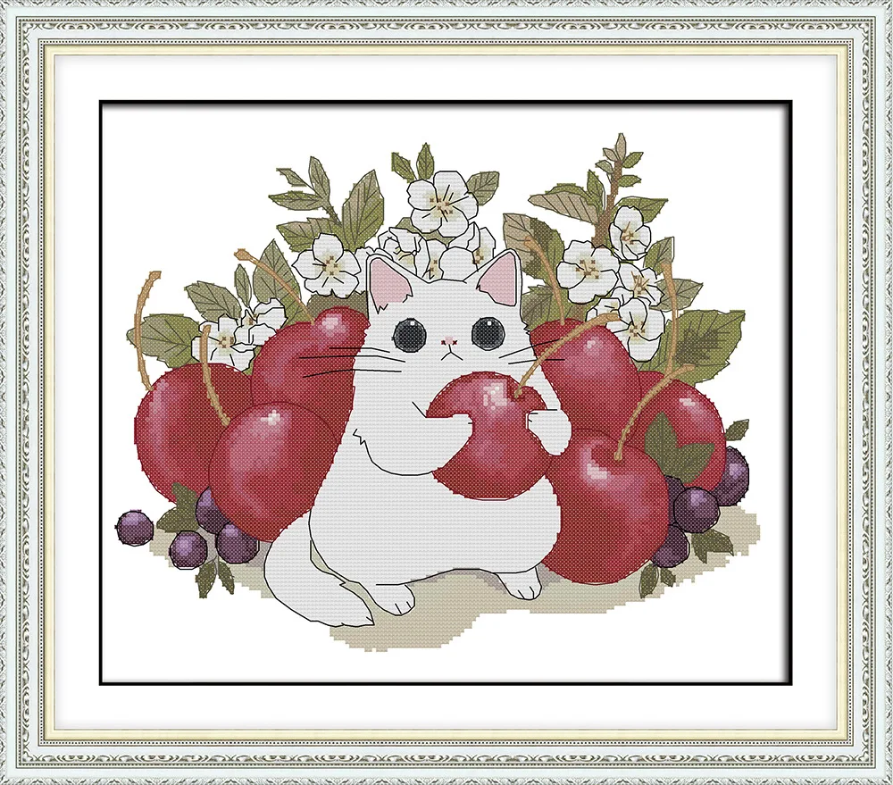 Кот и apple узор Наборы ручной работы сделать вышивку с графиком вышивки крестом