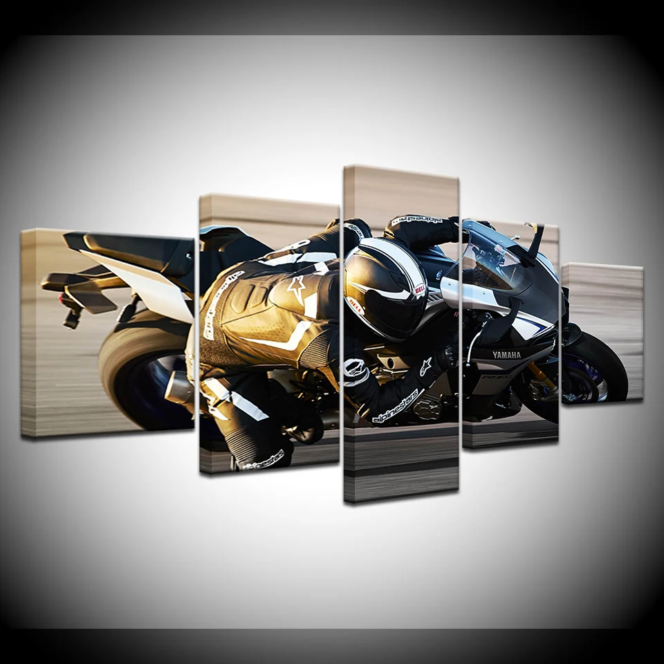 

2015 YZF-R1 Motorcycles 5 Piece HD Wallpapers Art Canvas Print modern Poster Modular art painting for Living Room Home Decor