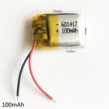 3,7 в 100 мАч LiPo перезаряжаемая батарея литий-полимерный литий-ионный 601417 для Mp3 Mp4 Mp5 PAD DVD электронная книга bluetooth гарнитура наушники