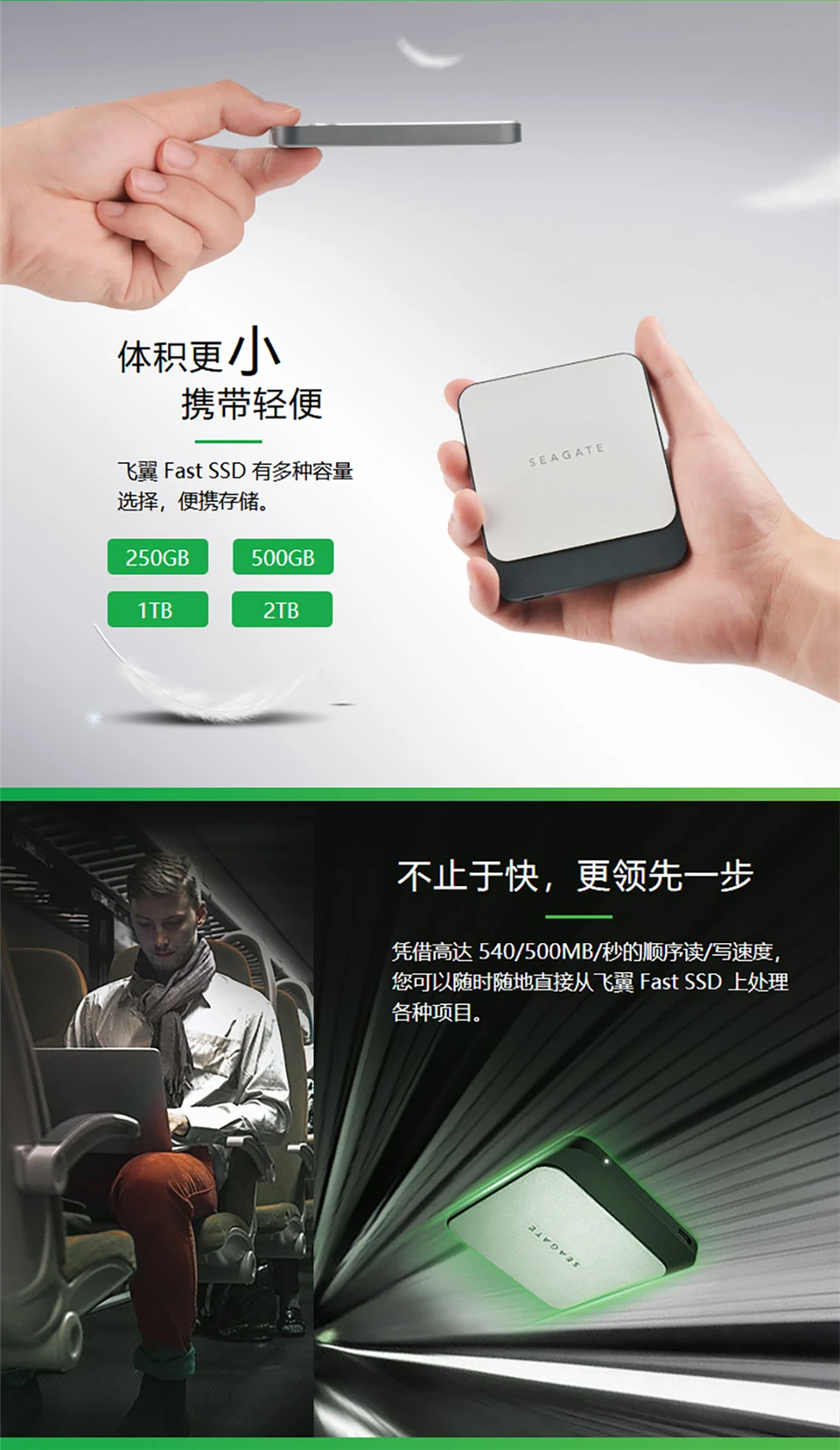 Seagate Быстрый SSD 250 GB 500 GB 1 ТБ 2 ТБ Портативный внешний жесткий диск для рабочего ноутбука USB3.0 STCM250400