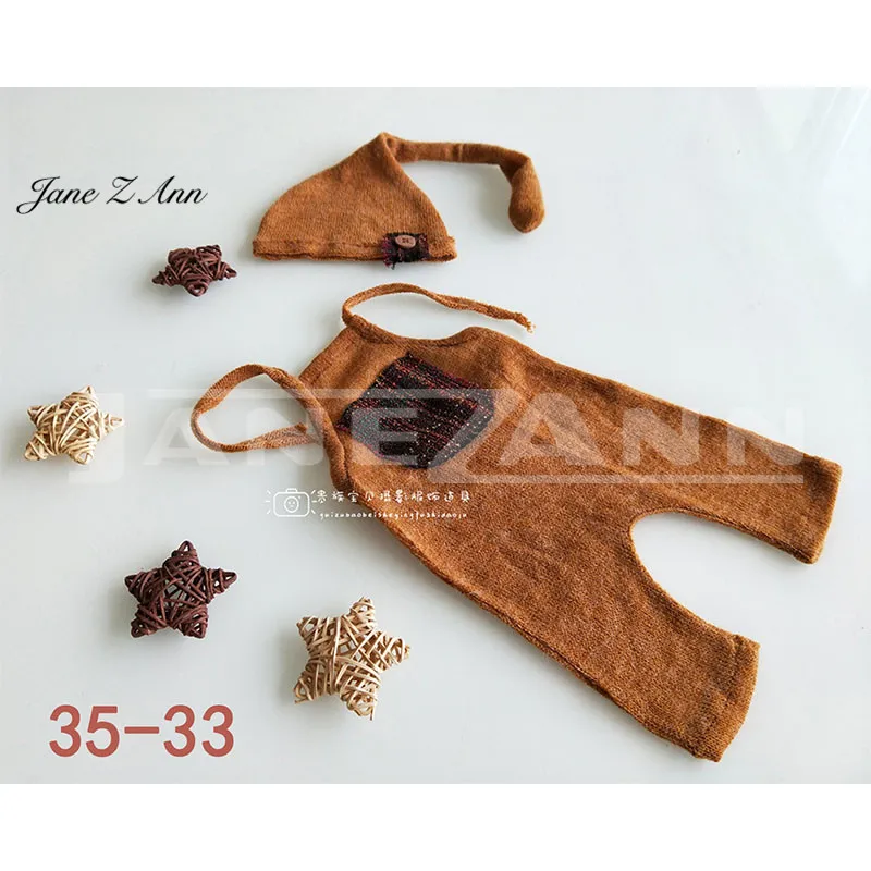 35-33 Jane Z Ann/реквизит для фотосъемки новорожденных; вязаная повязка на голову; шапка+ наряд; комплект из 2 предметов; аксессуары для фотосъемки; реквизит для студийной фотосъемки - Цвет: 35-33