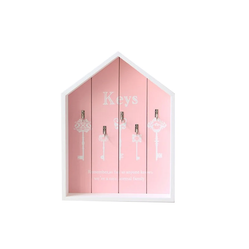 Pink Настенный деревянный крючок для ключей ручной работы, украшение для дома, многоцелевой настенный крючок для ключей, держатель для ключей, вешалка для ключей - Цвет: Pink
