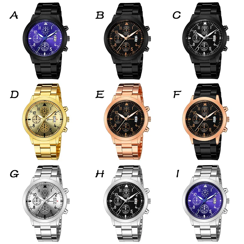 Модные мужские кварцевые часы спортивные военные из нержавеющей стали Циферблат