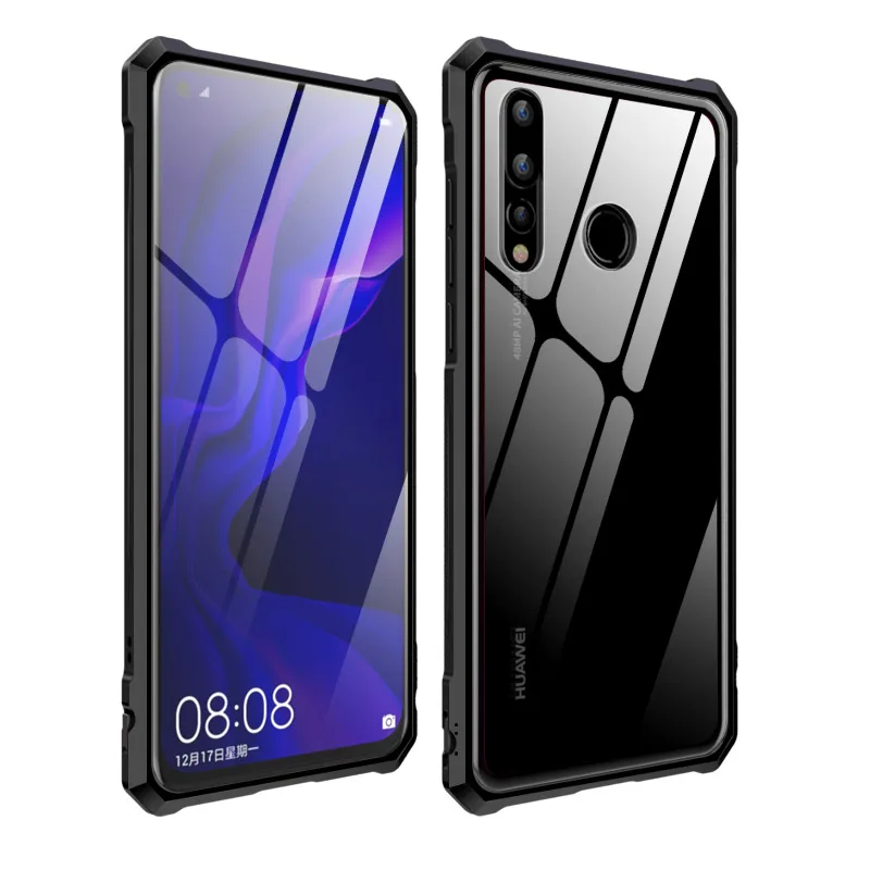 Роскошный металлический бампер для huawei P smart чехол с боковой пластиковой задней крышкой для huawei Nove3i чехол с алюминиевой рамкой - Цвет: black