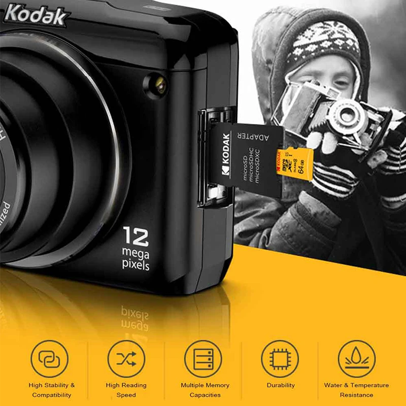 Флеш карта памяти KODAK U1 128 Гб 64 ГБ 32 16 Micro SD tarjeta de высокоскоростная TF/SD класса