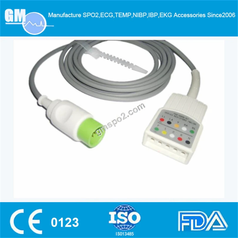Монитор пациента ЭКГ кабель tru-link 5-свинца iec 10FT и 17pin совместимый с spacelab |