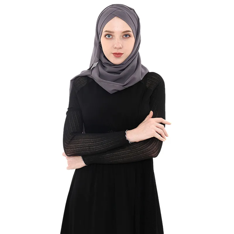 chiffon hijab gray Женский мусульманский шифоновый хиджаб, шарф для женщин, хиджаб, хиджаб для женщин, хиджабы, шифон, под шарф, головной платок, летний - Цвет: chiffon hijab gray