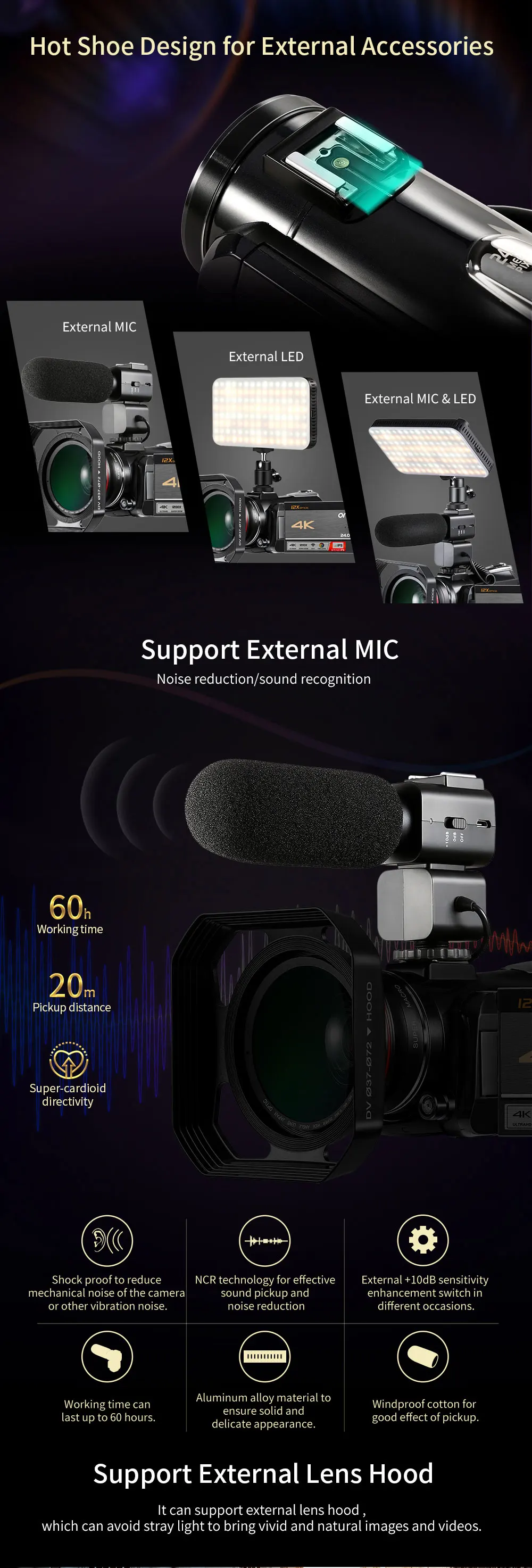 Winait Профессиональная домашняя супер 4k цифровая видеокамера, wifi цифровая видеокамера