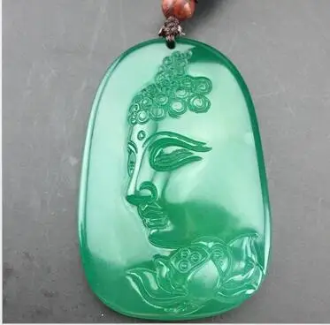 

Natural chalcedony/charm men and women of pure hand-carved green lotus Buddha pendant necklace
