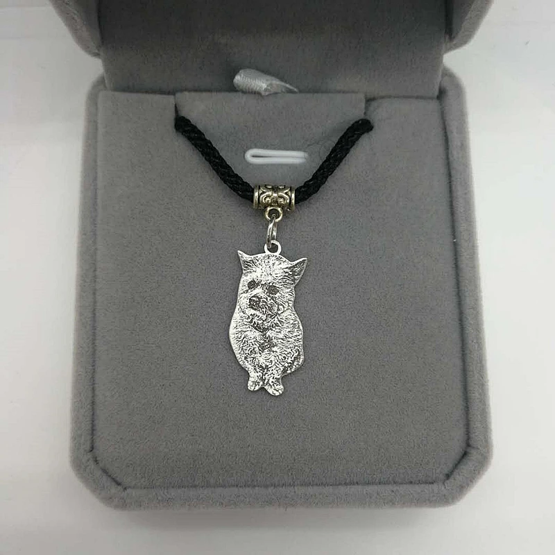 Custom Pet Necklace Portrait Photo Pendant Handmade Dog and Cat Picture Charm Personalized Memorial Jewelry Loss Gift | Украшения и