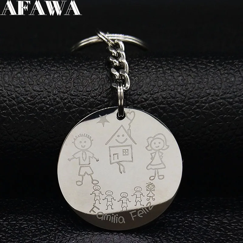 

Fashion Family 4 Boys 1 Girl Keychain for Women Stainless Steel Silver Color Key Chain Jewelry llaveros K775S01