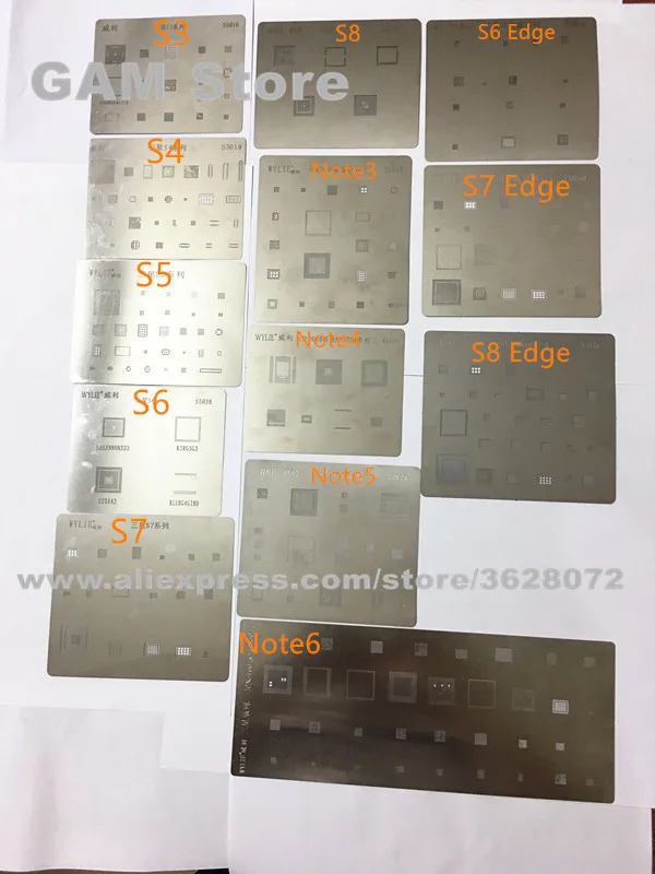 For Samsung BGA Stencil S3 S4 S5 S6 S7 S8 Note3 4 5 6 S6/S7/S8 Edge CPU RAM Power wifi Charger Audio IC Reballing Pin 13pcs/set
For Samsung BGA Stencil S3 S4 S5 S6 S7 S8 Note3 4 5 6 S6/S7/S8 Edge CPU RAM Power wifi Charger Audio IC Reballing Pin 13pcs/set