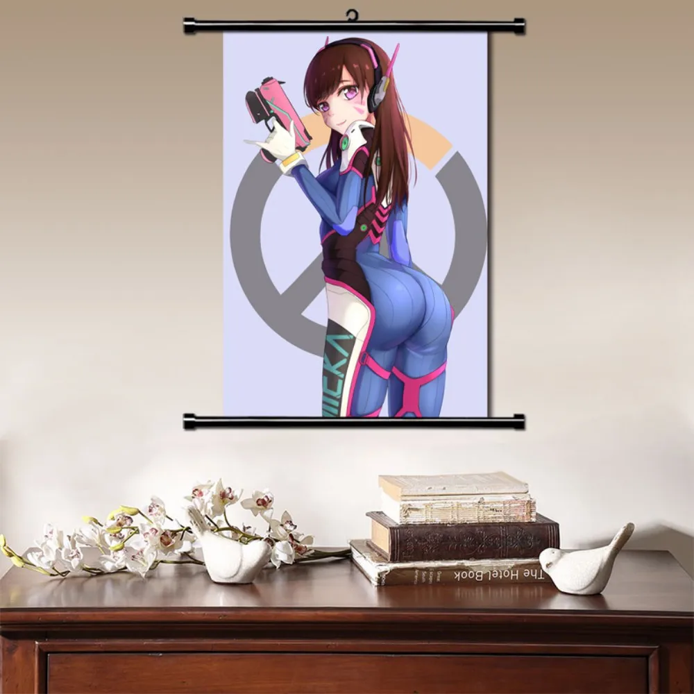 Одиночная Картина на холсте Постер аниме Overwatch с рисунком прокрутки картина D.va