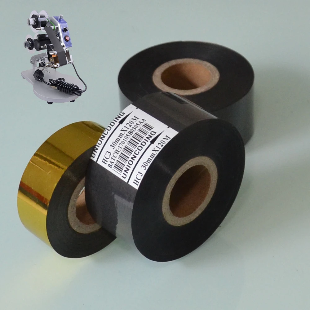 Black Width 25mm length 120M expiry date stamping machin hot coding foil on food industry