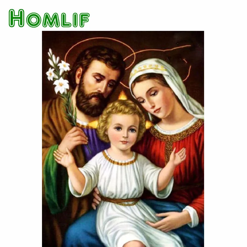 HOMLIF 5D DIY святая семейная картина круглая/квадратная алмазная живопись вышивка