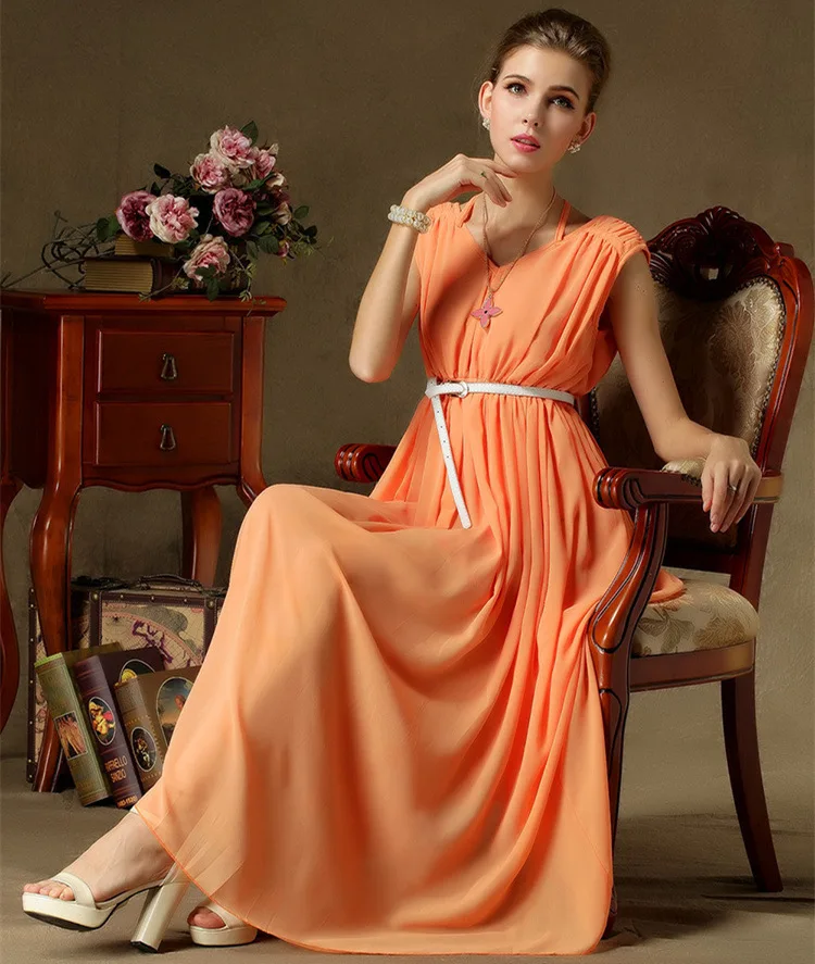 summer dress 2014 maxi long/Before and after the new Bohemian put on a large waist V -neck folds ladies lace d | Женская одежда