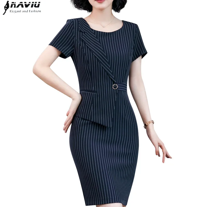Женское платье в полоску с коротким рукавом|Женские платья| |