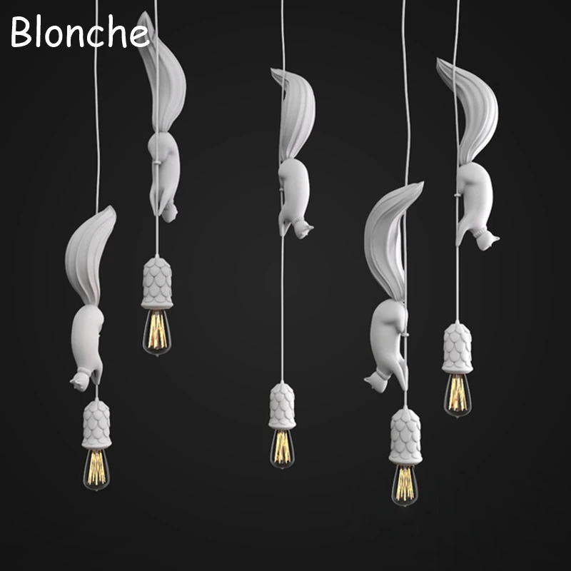 

Скандинавские подвесные светильники в виде белки, светодиодная Подвесная лампа, современные потолочные светильники в стиле лофт и индастриал для детской комнаты, кухни, домашний декор