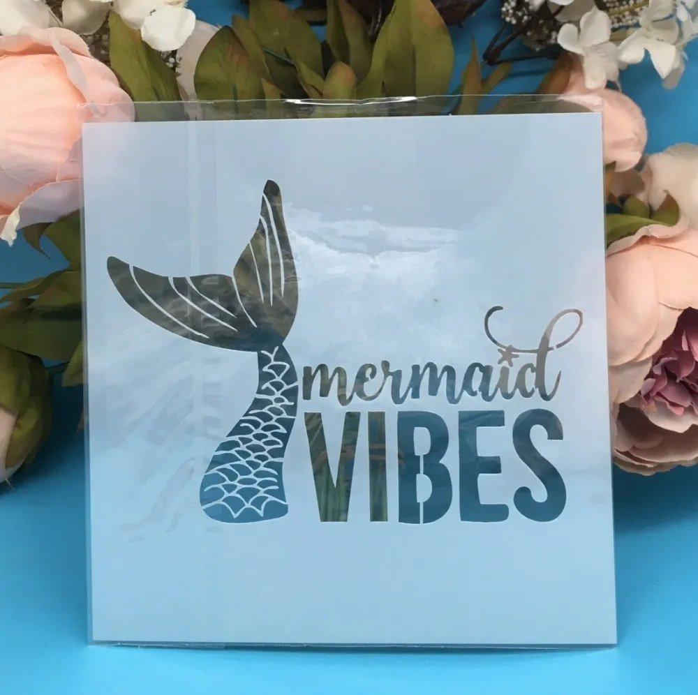 

5.9inch New Mermaid Vibes DIY Layering Stencils Wall Painting Scrapbook Coloring Embossing Album Decorative Paper Card Template
