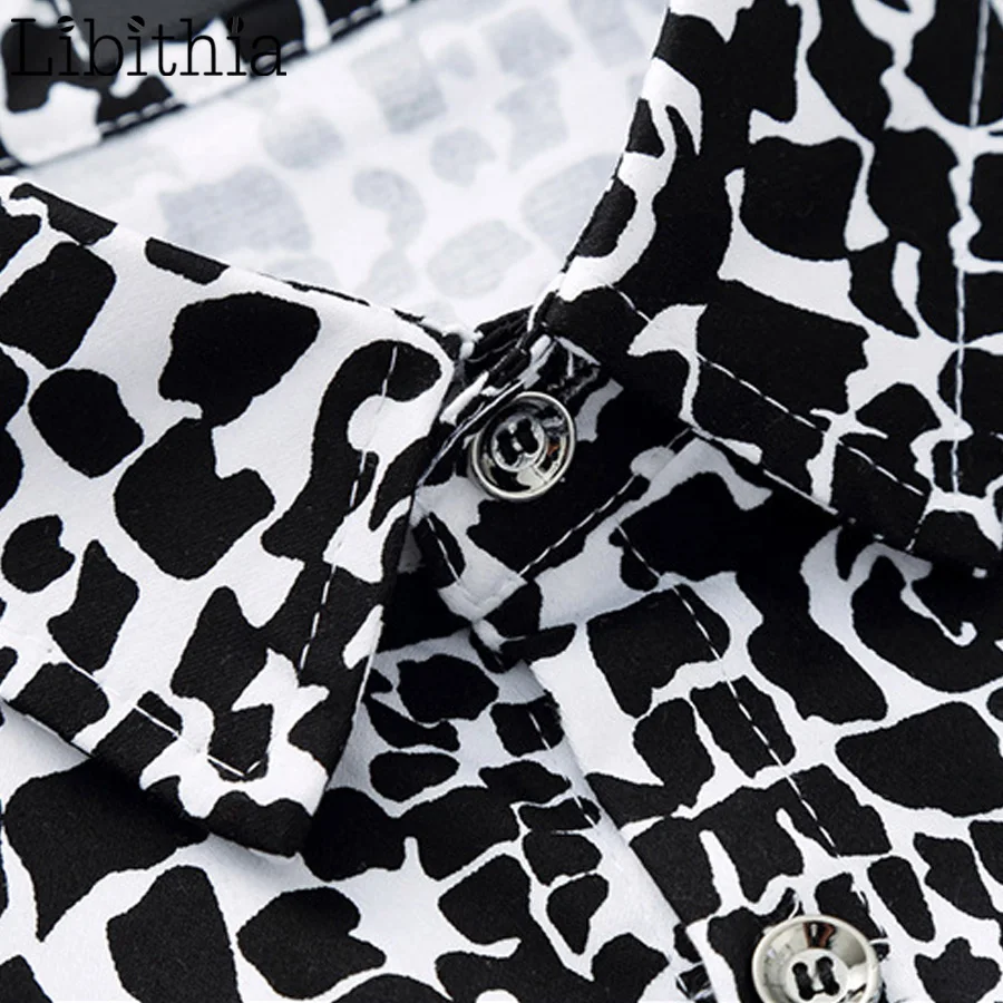 Мужская Повседневная рубашка с леопардовым принтом Облегающая большого размера