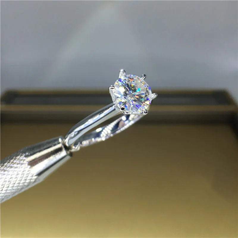 Обручальное кольцо с бриллиантом 100% Муассанит оригинальное 18K 750 белое золото