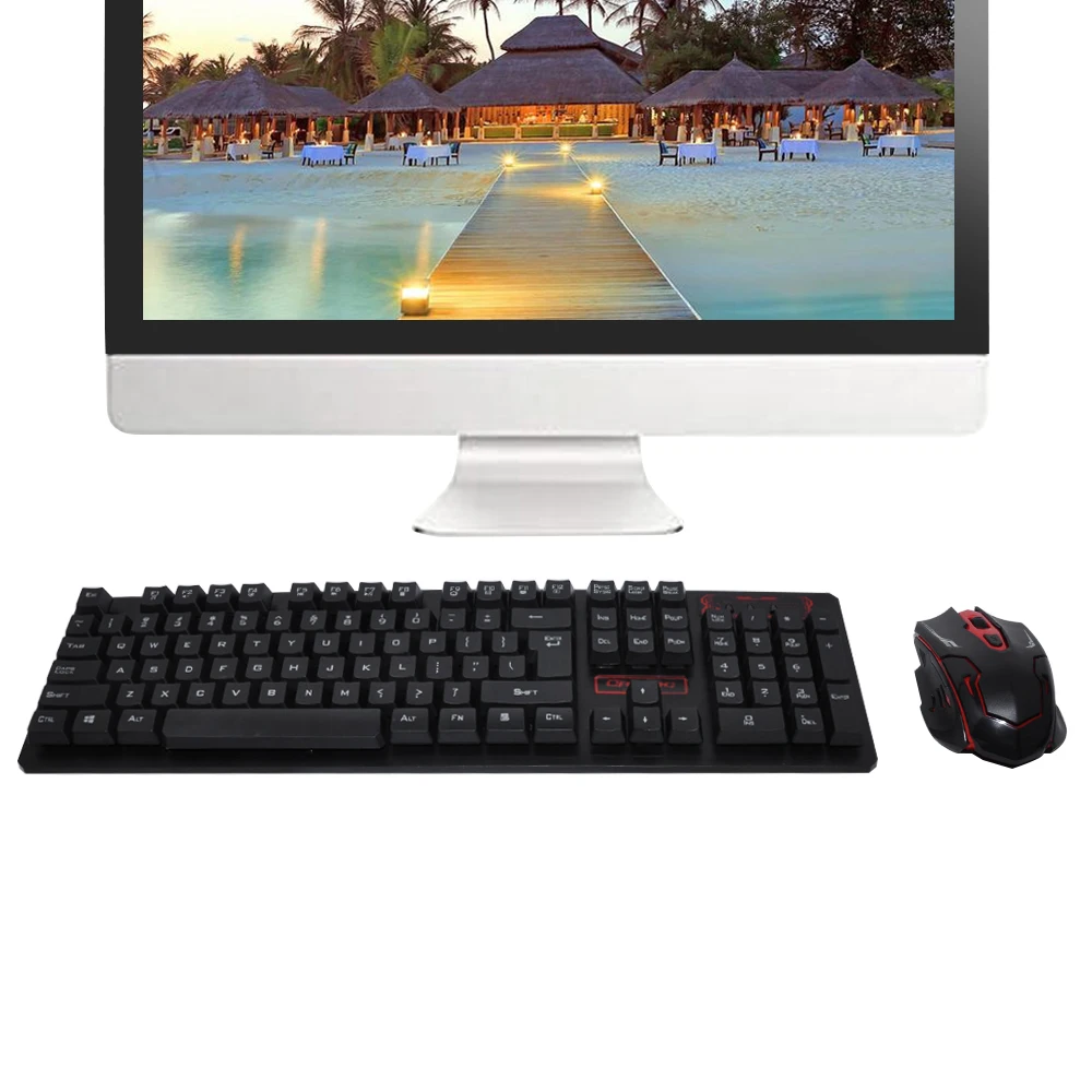 DeepFox мышь Клавиатура Набор Беспроводная игровая клавиатура и с подсветкой 1600 dpi