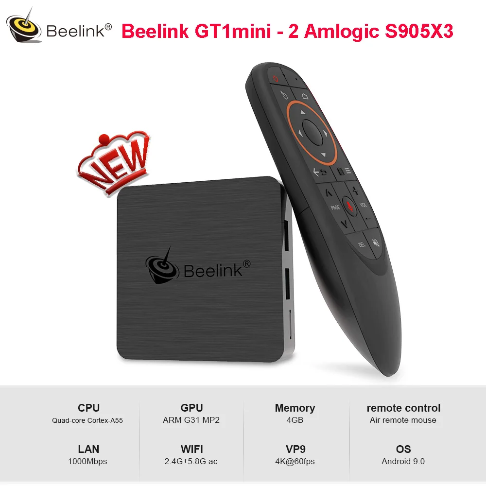 Beelink умная ТВ приставка 4K Amlogic S905X3 Android 9 0 4 Гб DDR4 64 ПЗУ 2 4G и 5 8G Wi Fi 1000 м с голосовым