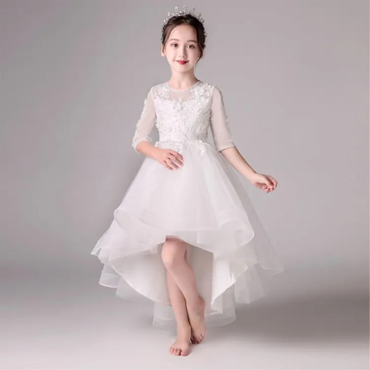 Children's long party dress flower girl kids wedding first communion princess baby costume clothing vestido comunion | Свадьбы и
