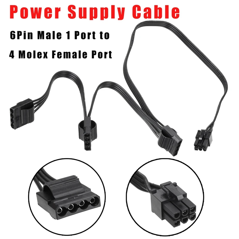 Видеокарта Leory 40 + 15 см 18AWG 6Pin штекер 1 порт на 4 порта Molex гнездовой компьютерный