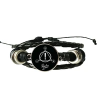 my steries of music band panic at the disco series art picture glass cabochon fashion charm handmade leather bracelet