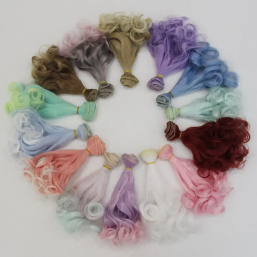 

Cute DIY Wig Curls Hair Weaving 1/3 1/4 1/6 1/8 bjd Doll Wig 15 * 100cm Hair In a Variety Of Colors High-temperature Wire