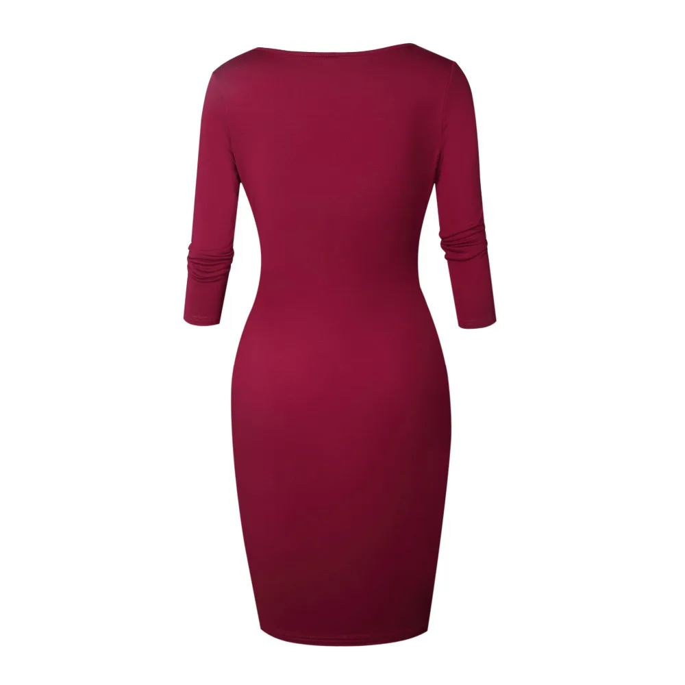 2019 Весна сексуальная женщина 3/4 рукав молния Bodycon платья для женщин Высокая талия