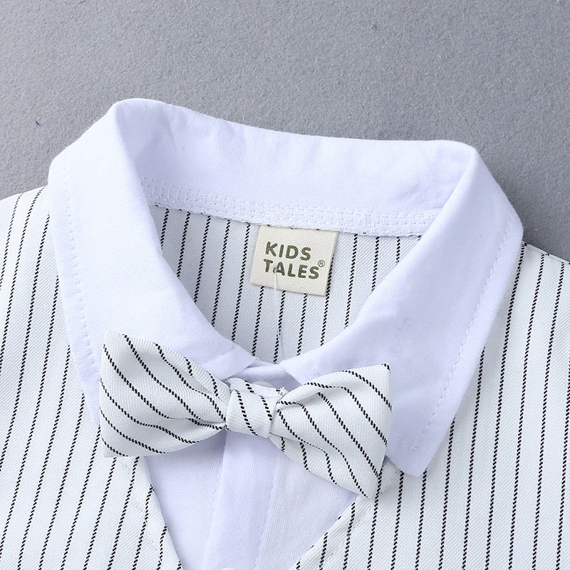 Baby Boy Gentleman Clothes Set Summer Suit For Toddler Striped Shirt with Bow Tie+ Short pants Formal Boys set TZ670 |