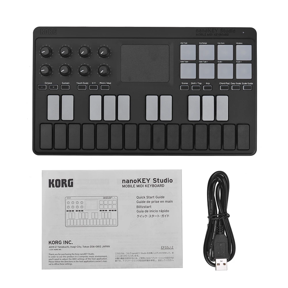 Портативный MIDI контроллер клавиатуры KORG nanoKEY Studio поддерживает Беспроводное