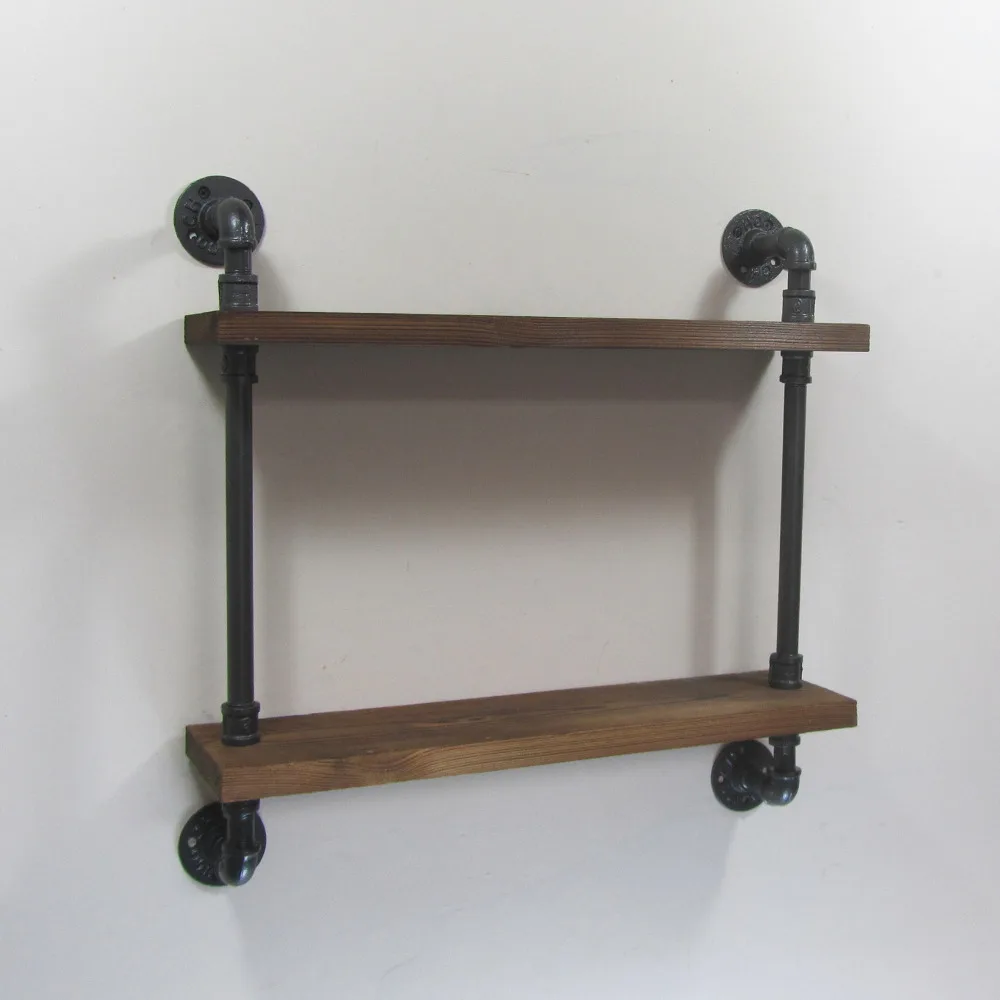 Промышленная деревенская городская железная труба настенная полка 2 слоя