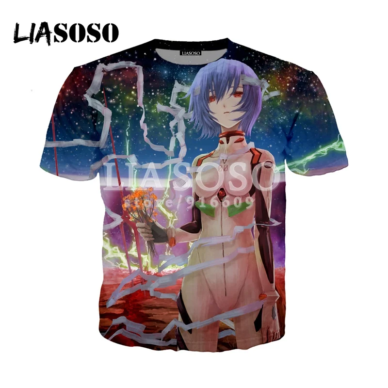 LIASOSO/Новые футболки с аниме Евангелион футболка 3D принтом/Толстовка/толстовка