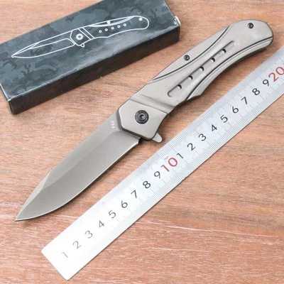 Серебристый стальной складной нож тактический охотничий карманный для