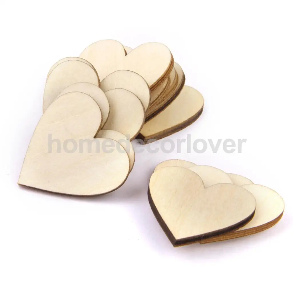 

50pcs Unfinish Basswood Heart Pieces Embellishments Art Craft DIY Decor 30mm