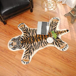 tiger printed rug cow leopard tiger printed cowhide faux skin leather nonslip antiskid mat 94x100cm animal print carpet free global shipping