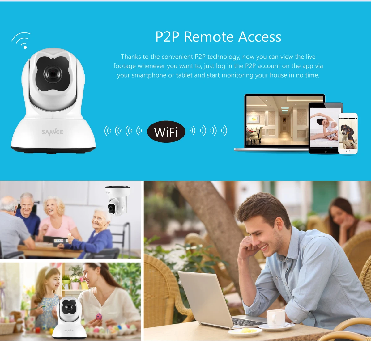 FB SANNCE IP камера 720P панорамирование и наклон P2P Wifi беспроводная безопасности с