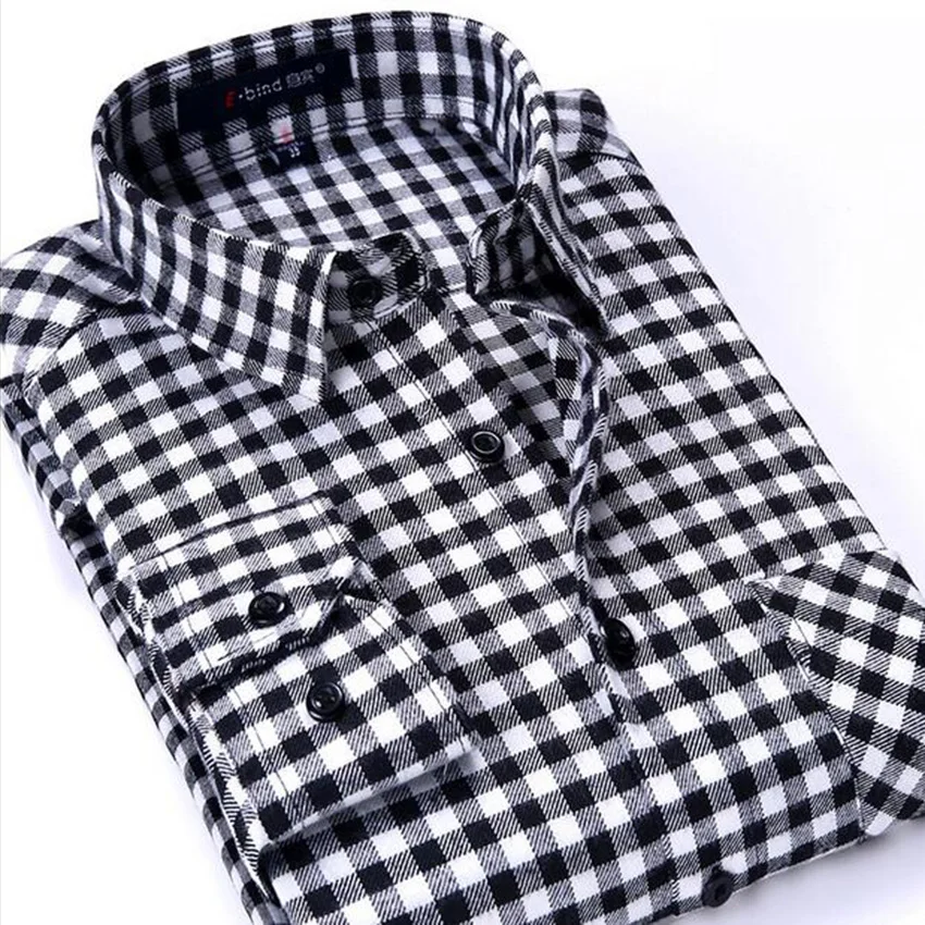 2016 Men's Plaid Shirt New Autumn Slim Casual Long-sleeved Brand Formal Business Fashion Dress Warm Shirts | Мужская одежда