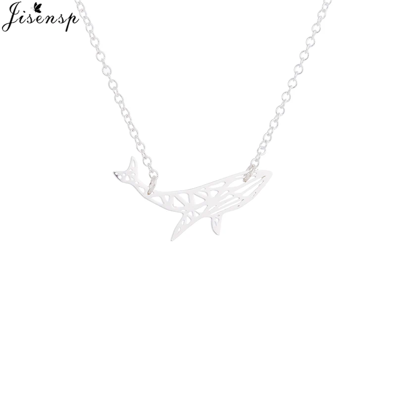 silver necklace Jisensp колье женская золотая цепочка оригами полярный медведь ожерелье женское ювелирное геометрическое животное пчела Ожерелье Подвески ожерелье подарок - Окраска металла: silver necklace