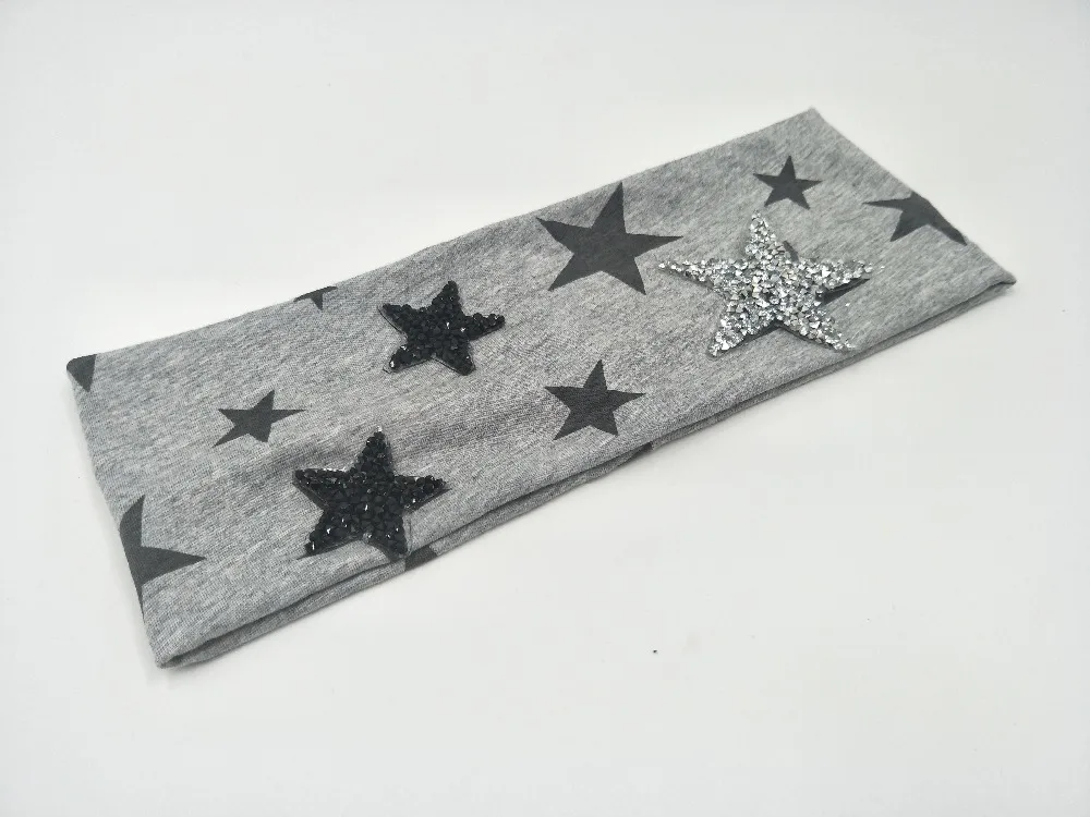 P171225 fashion size custom cotton star applique women hair band |