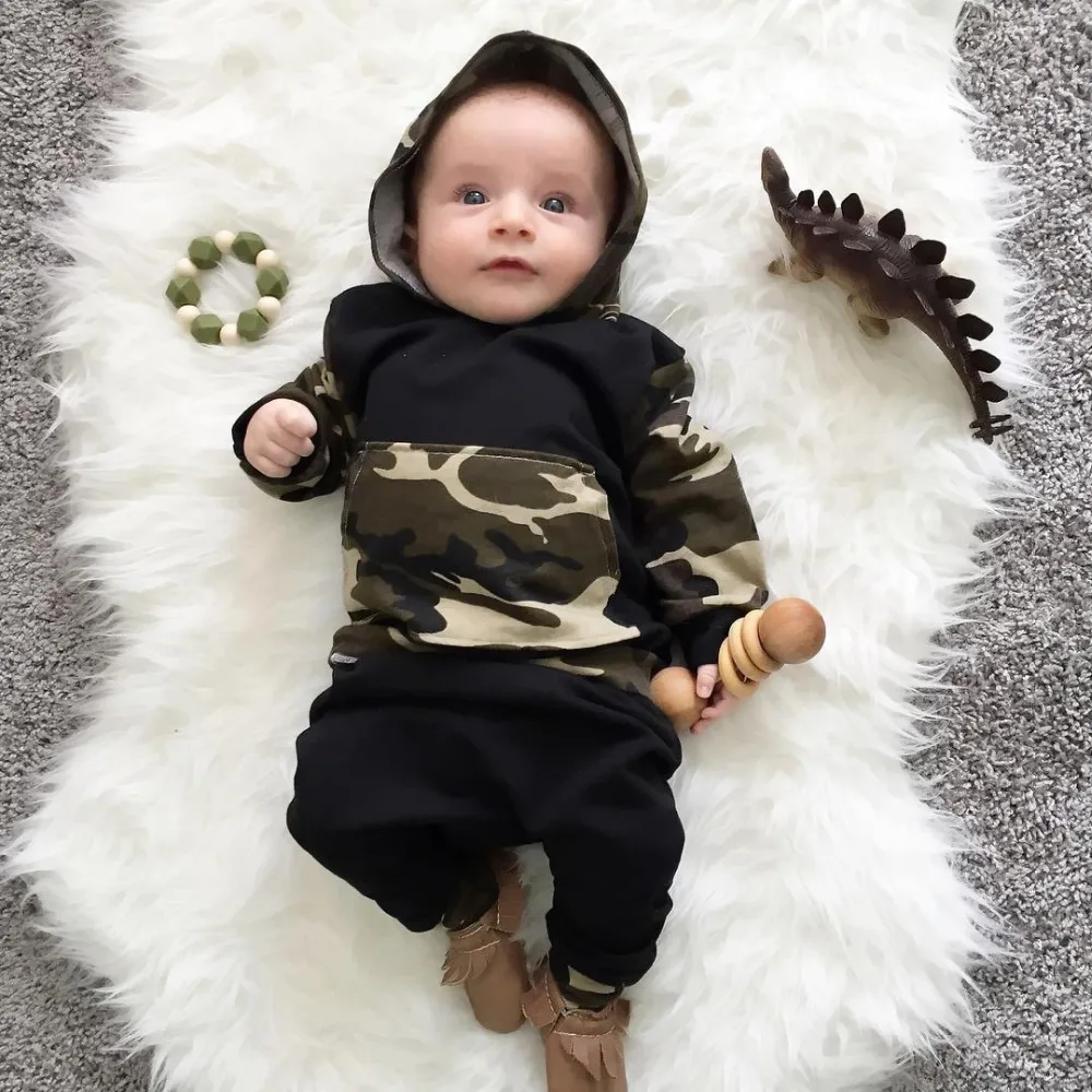 2020 New Fashion Baby Boy Girl Clothes Long Sleeve Camouflage Hoodie Tops+Pants Newborn 2Pcs Outfit Infant Clothing Set | Детская одежда