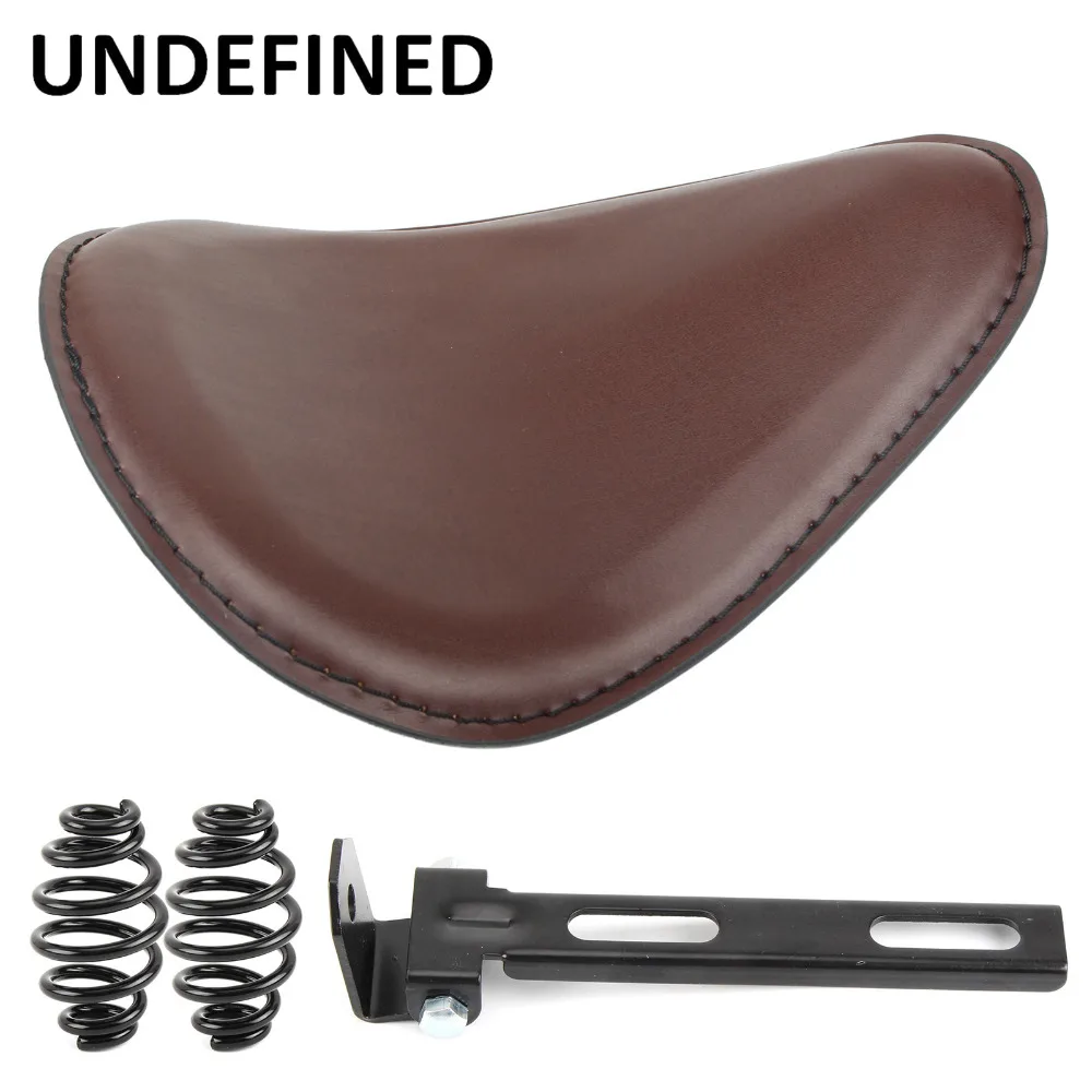 Brown Leather 3&quot Springs Solo Seat Bracket Mount Torsion Swivel Softail Cafe Racer for Harley Honda Sportster Bobber Custom |