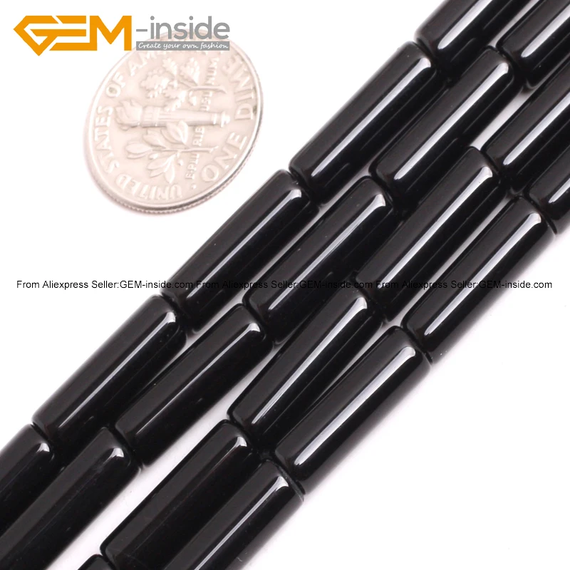 

Natural Tube Cylinder Columnar Column Black Agates Stone Beads For Jewelry Making 6X16mm 15inches Simi precious Gem stone DIY