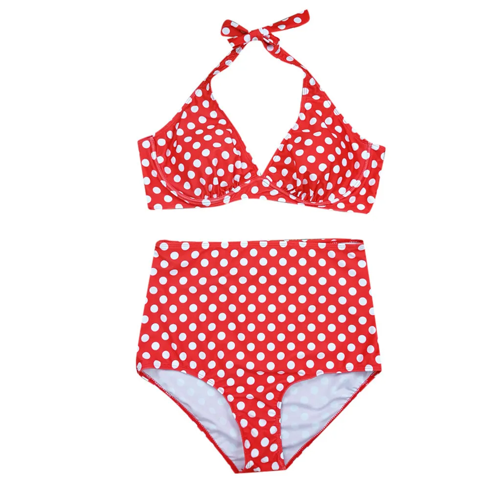 Large size Dot Print Bikini swimwear Women Halter Push Up set Swimsuit High waist Biquini Beach Wear Bathing Suit XXXL#25 |